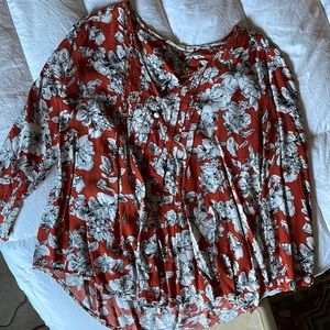 Floral orange tunic top